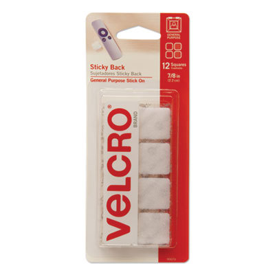 VELCRO SB WHITE SQRS 7/8 12PK